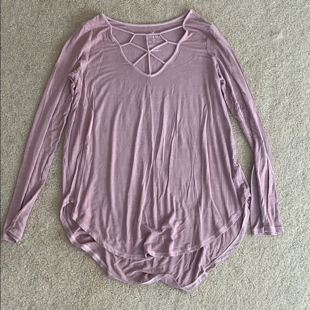 American Eagle Soft and Sexy Caged Shirt